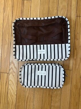 Poppy & Peonies Black and Cream Striped Travel Organizers